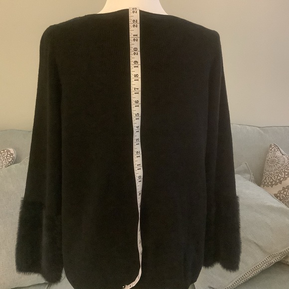 J.Jill black sweater with faux fur cuffs - Picture 9 of 13